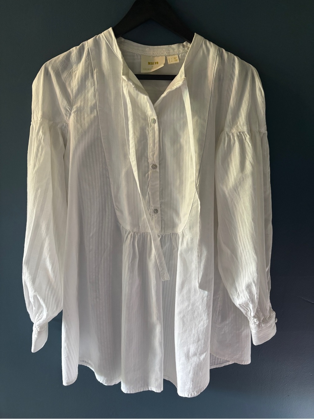 Anthropologie Maeve White Cotton Button-Front Blouse size 4